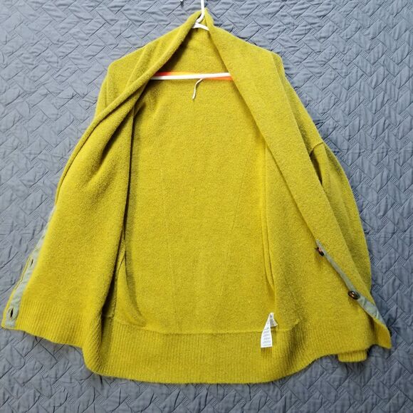 Free People Schoolboy  Cardigan Yellow V-Neck Sz XS Button Up Sweater Oversized - Picture 3 of 11